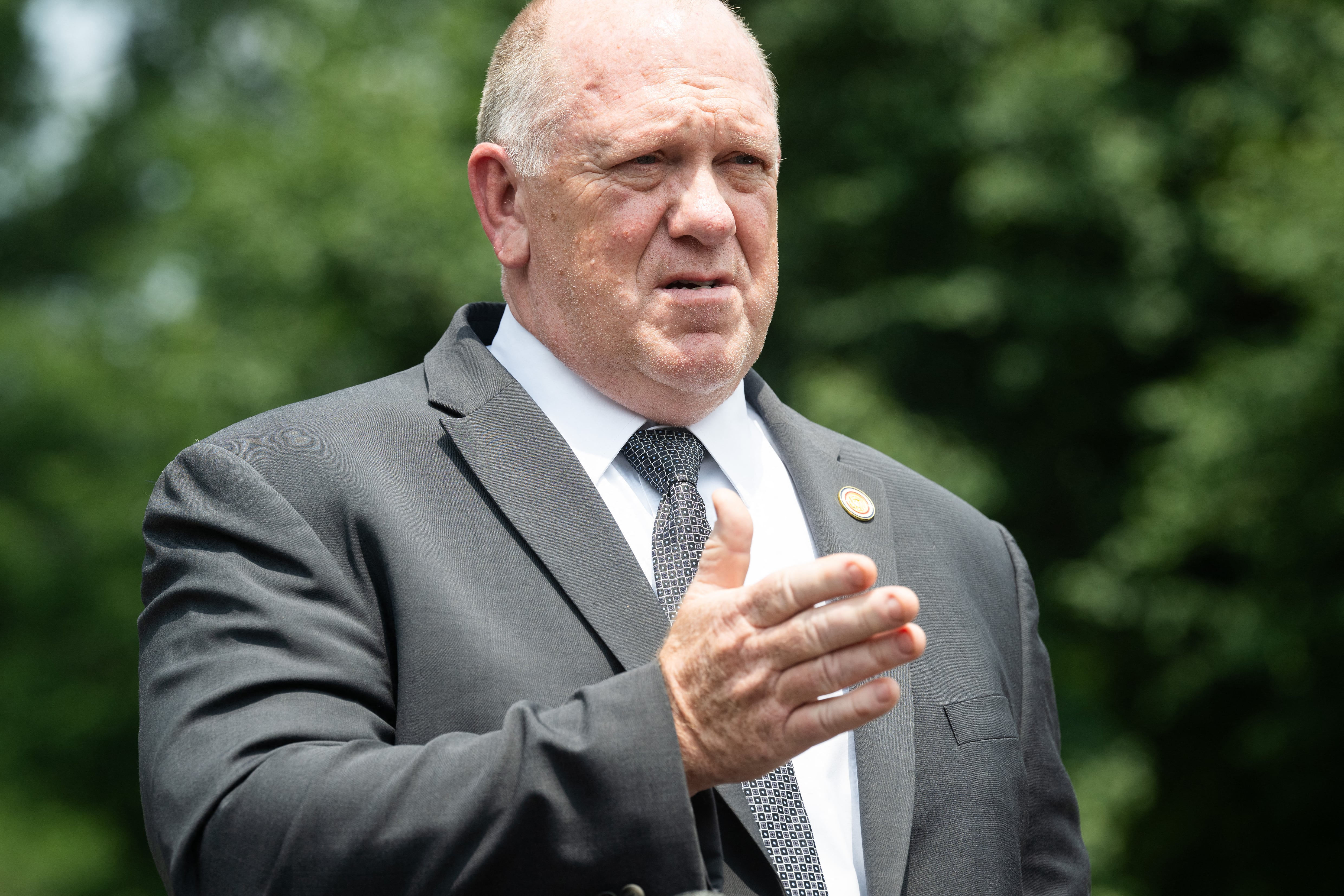 Tom Homan, White House Border Czar, speaks with members of the media outside of the West Wing of the White House in Washington, DC, July 20, 2026. (Photo by SAUL LOEB / AFP)