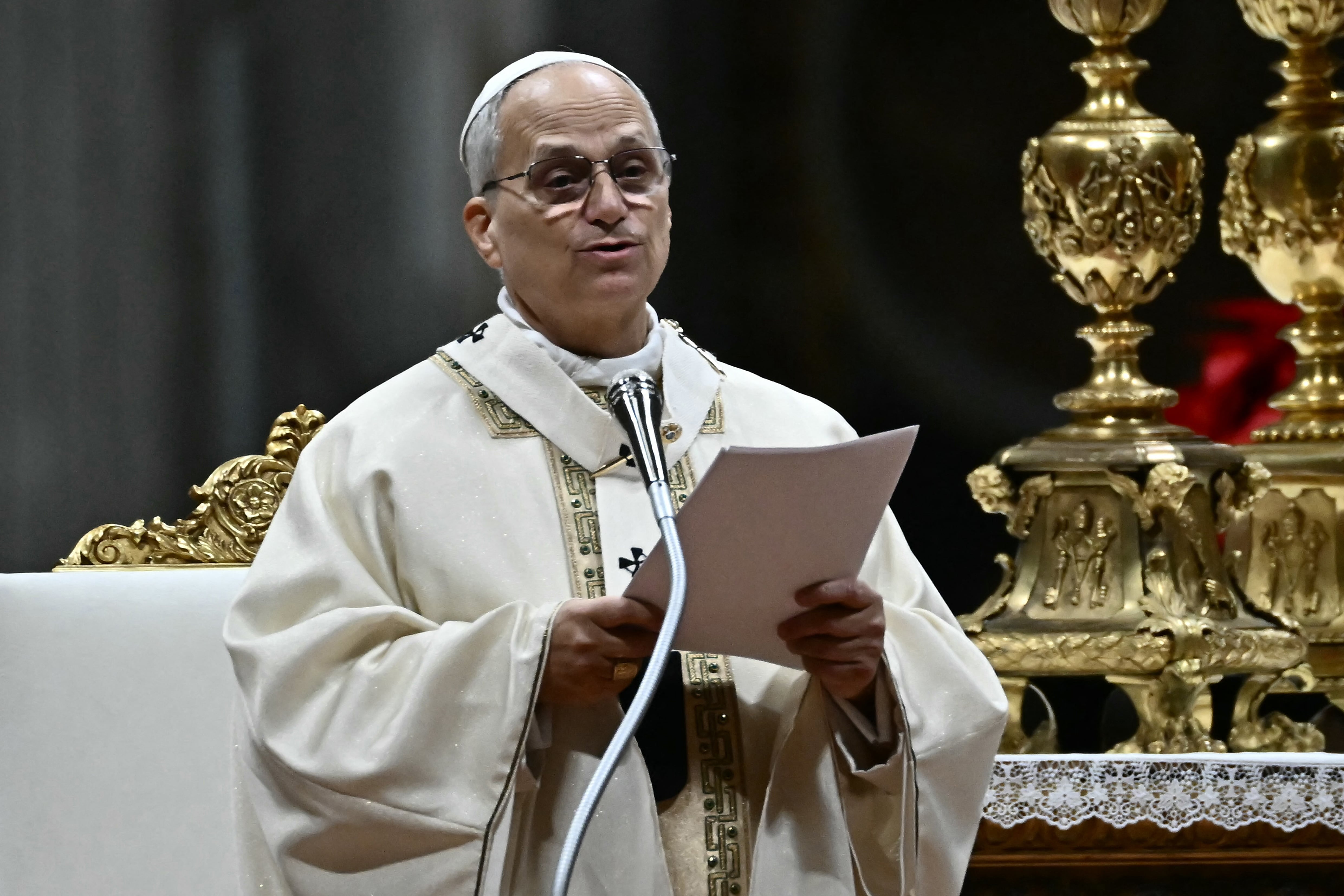 Pope Leo XIV leads a mass in St Peter's basilica on Epiphany day and for the closing of the Ordinary Jubilee, in The Vatican on January 6, 2026. (Photo by Filippo MONTEFORTE / AFP)