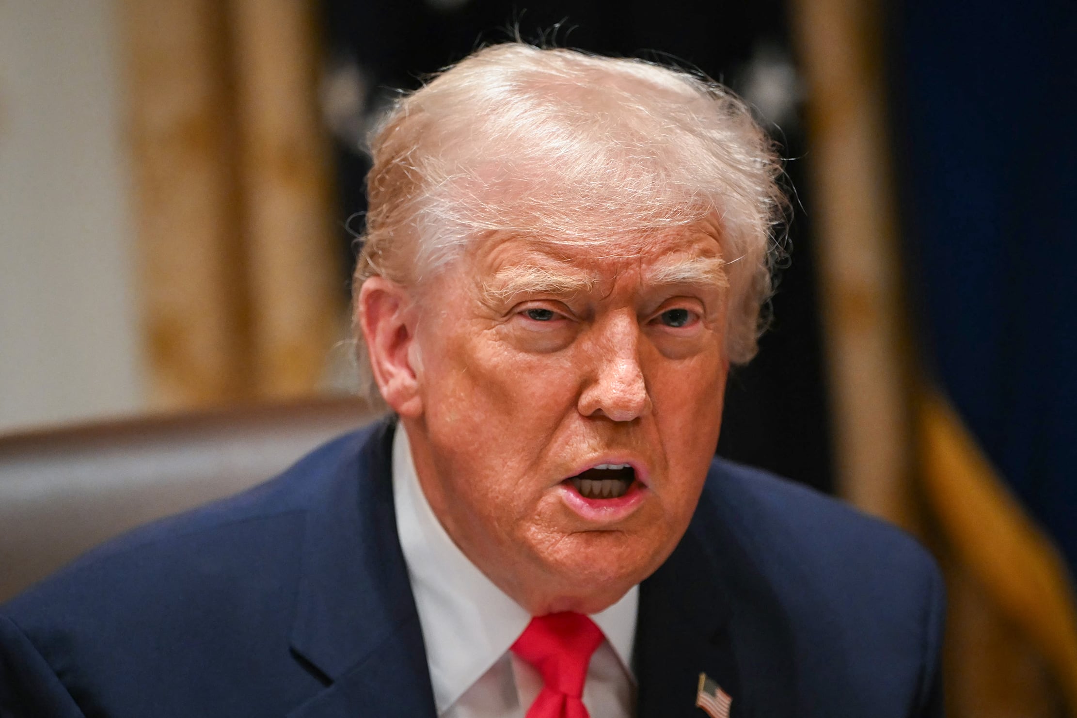 US President Donald Trump speaks during a Cabinet Meeting