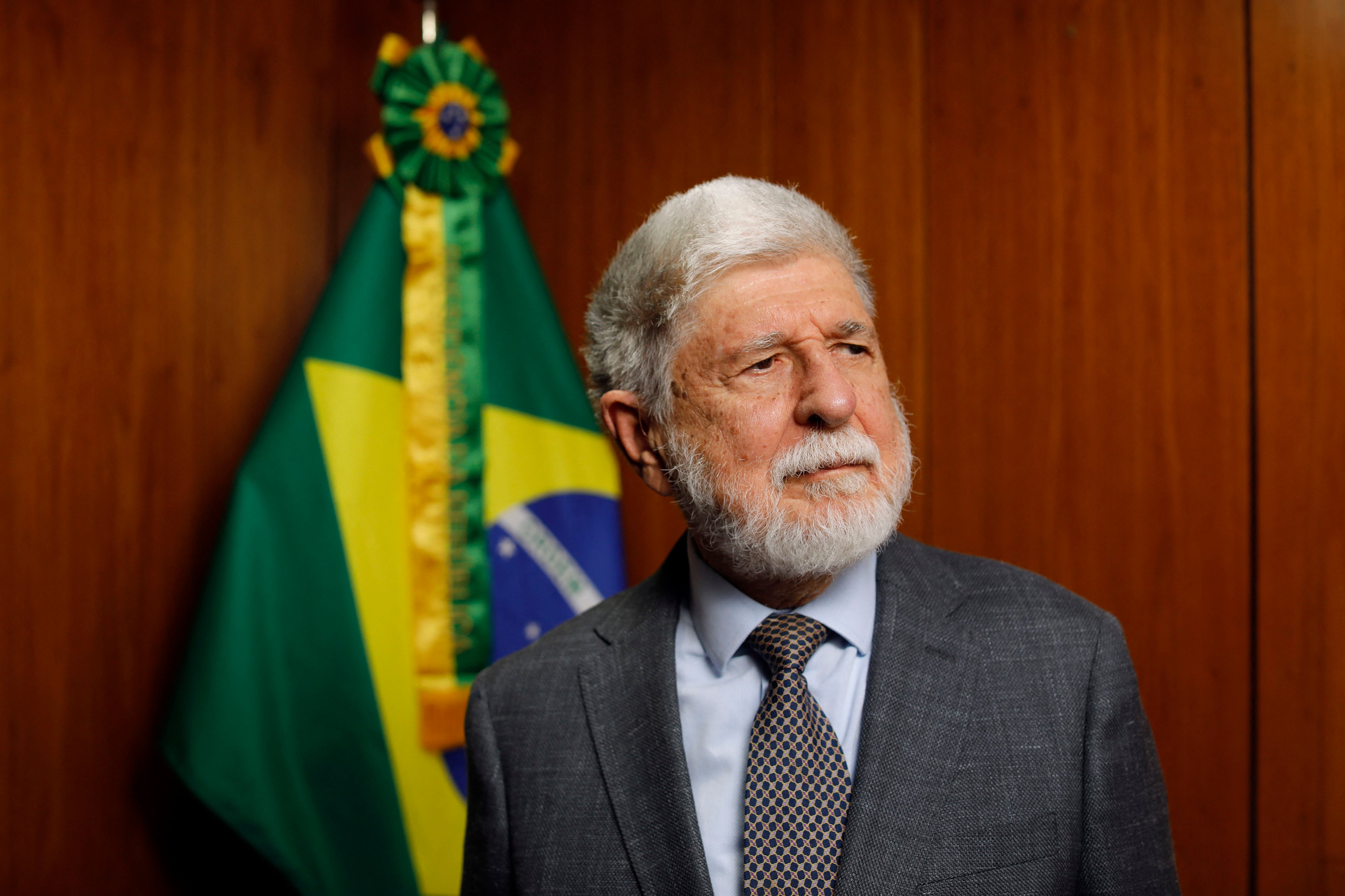 Former Brazilian Foreign Minister and Chief Advisor to the President of the Federal Republic of Brazil, Celso Amorim, poses for a picture during an interview with AFP in his office at the Planalto Palace in Brasilia on October 23, 2025. A US intervention in Venezuela "could ignite South America" and will not be accepted by Brazil, warned President Lula’s top foreign affairs advisor, Celso Amorim, in an interview with AFP (Photo by Sergio Lima / AFP)