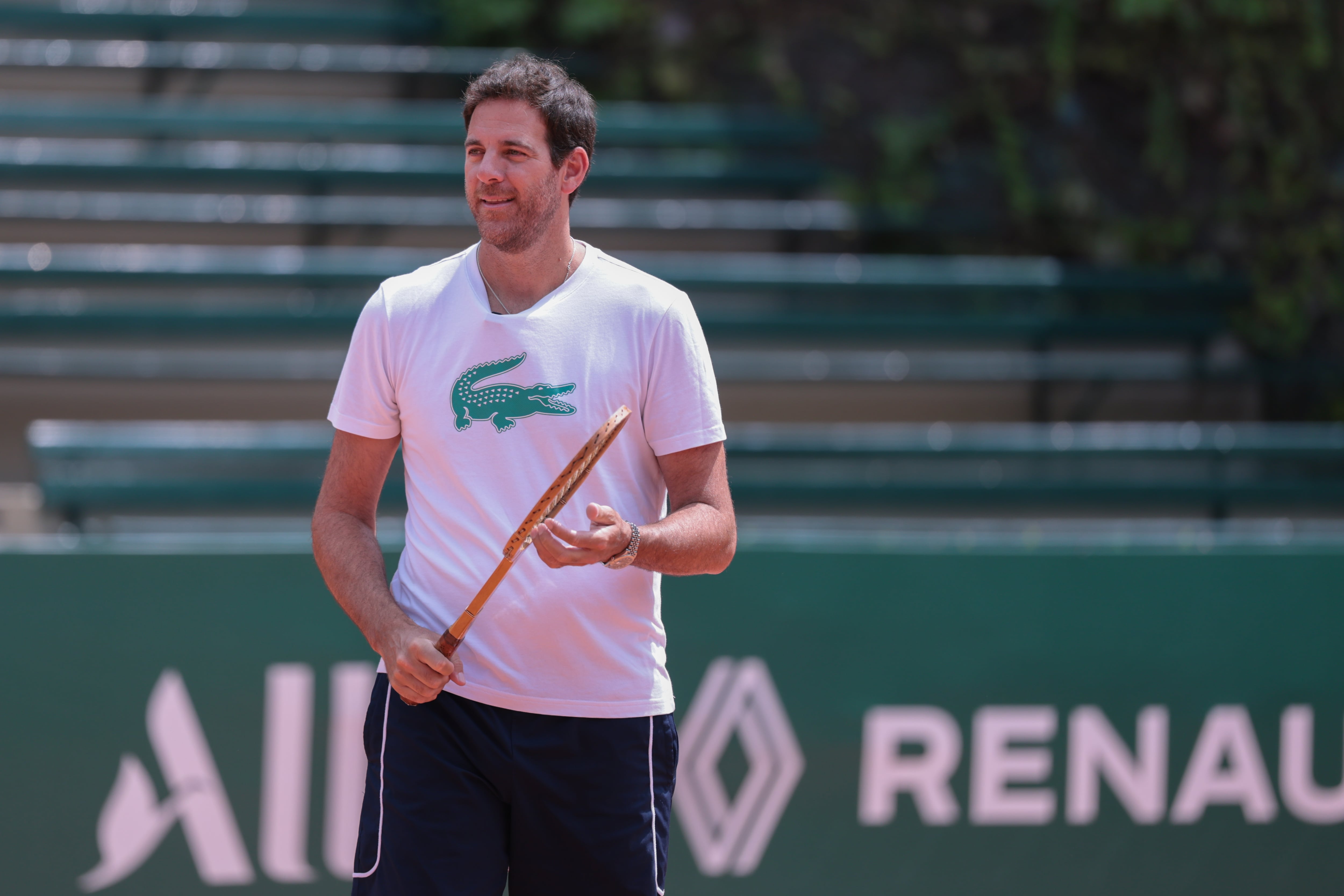Del Potro, en una práctica con los juniors en San Pablo.