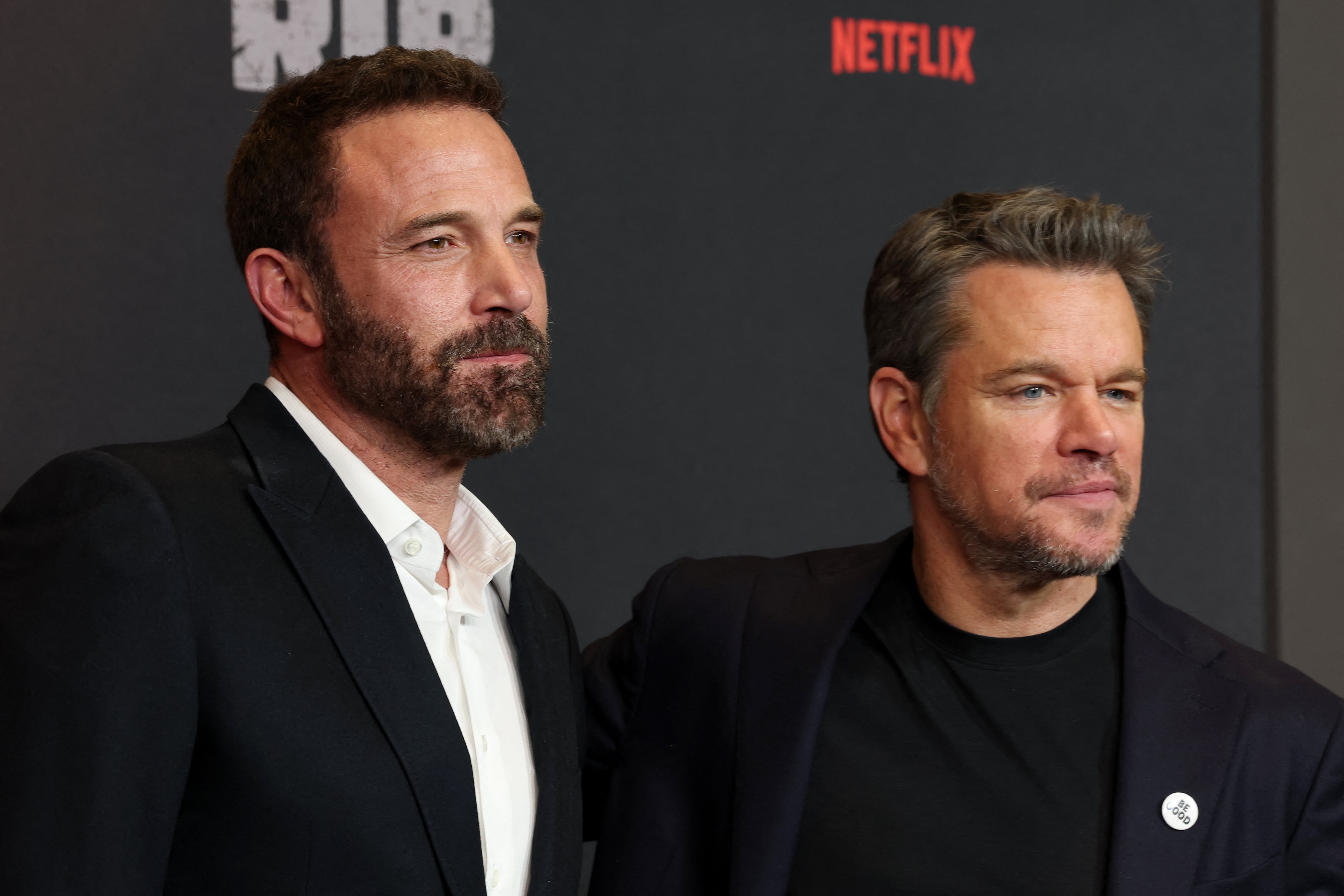 NEW YORK, NEW YORK - JANUARY 13: (L-R) Ben Affleck and Matt Damon attend Netflix's "The Rip" New York Premiere at Alice Tully Hall, Lincoln Center on January 13, 2026 in New York City.   Cindy Ord/Getty Images/AFP (Photo by Cindy Ord / GETTY IMAGES NORTH AMERICA / Getty Images via AFP)