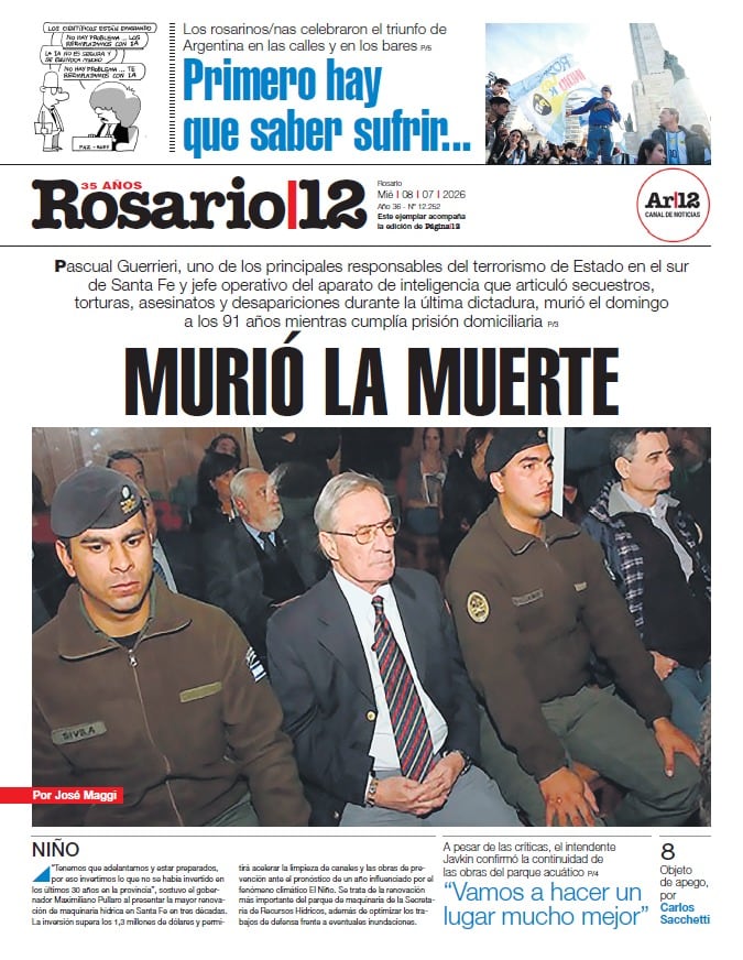 Pascual Guerrieri, uno de los principales responsables del terrorismo de Estado en el sur de Santa Fe y jefe operativo del aparato de inteligencia que articuló secuestros, torturas, asesinatos y desapariciones durante la última dictadura, murió el domingo a los 91 años mientras cumplía prisión domiciliaria