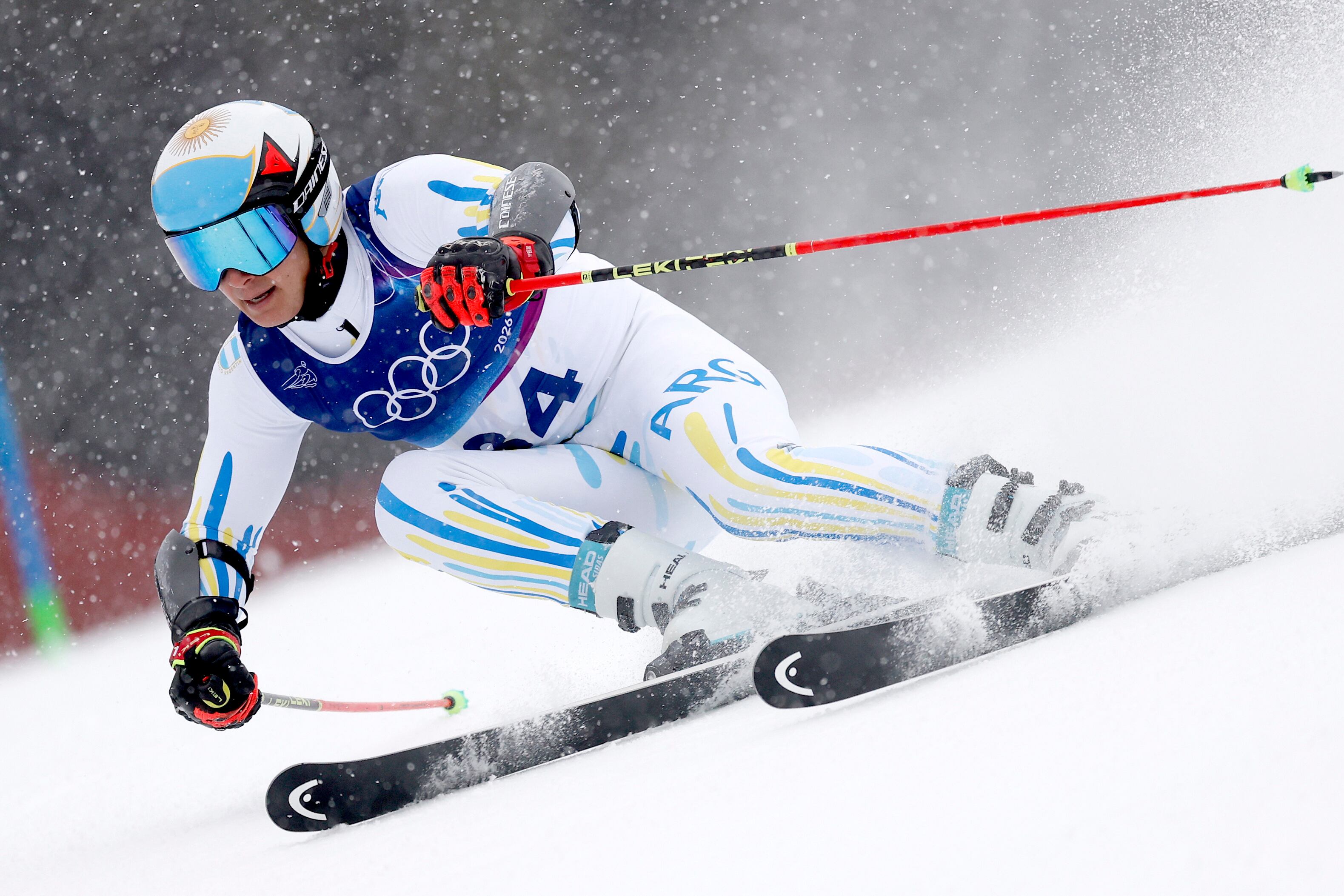 BORMIO (Italy), 14/02/2026.- Tiziano Gravier of Argentina competes in the 2nd run in the Men's Giant Slalom of the Alpine Skiing competitions at the Milano Cortina 2026 Winter Olympic Games, Stelvio ski centre in Bormio, Italy, 14 February 2026. (Italia) EFE/EPA/GUILLAUME HORCAJUELO