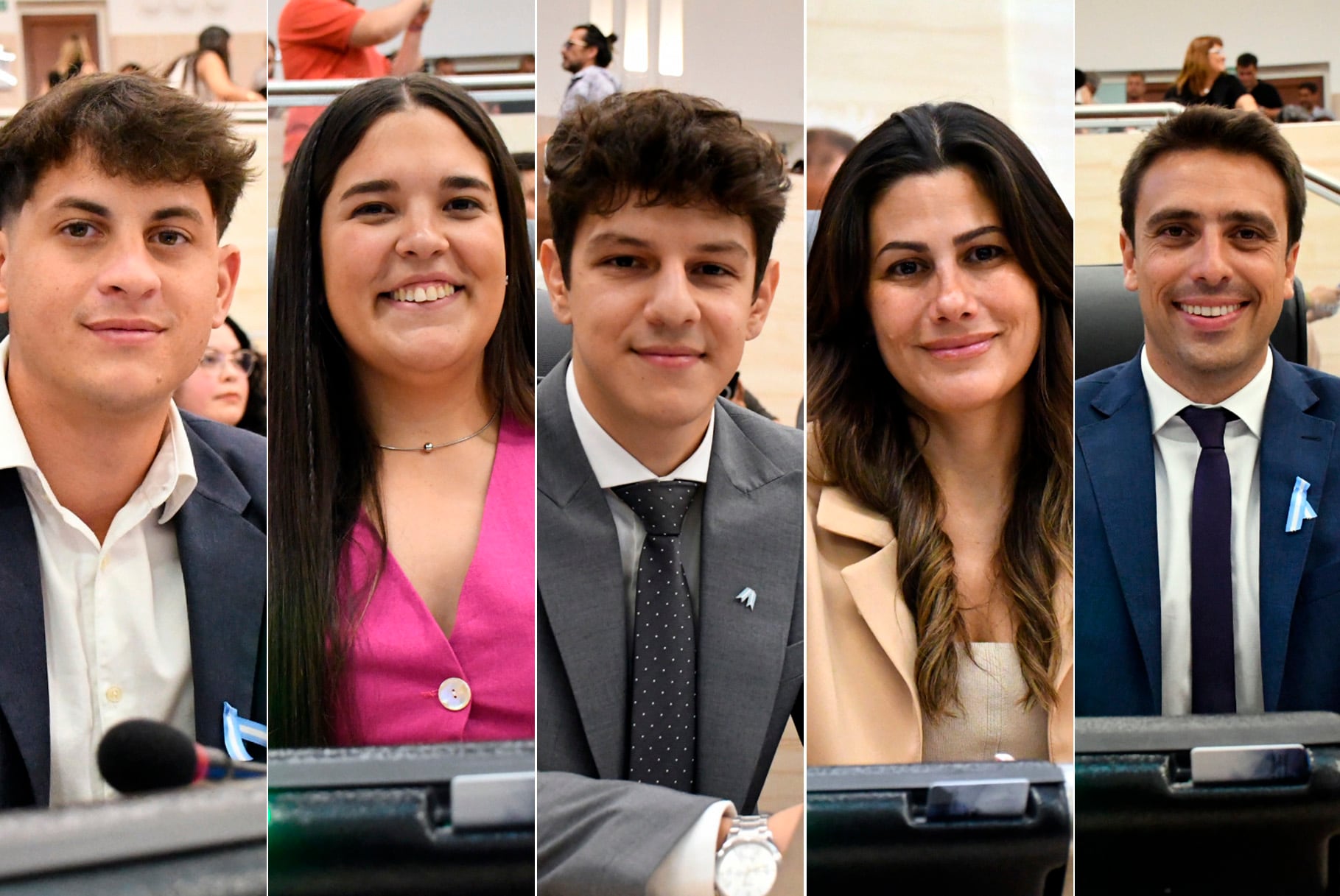 de izquierda a derecha, son Volpe, Arias, Enriquez, Lencina y Aleart concejales de Rosario bloque La Libertad avanza