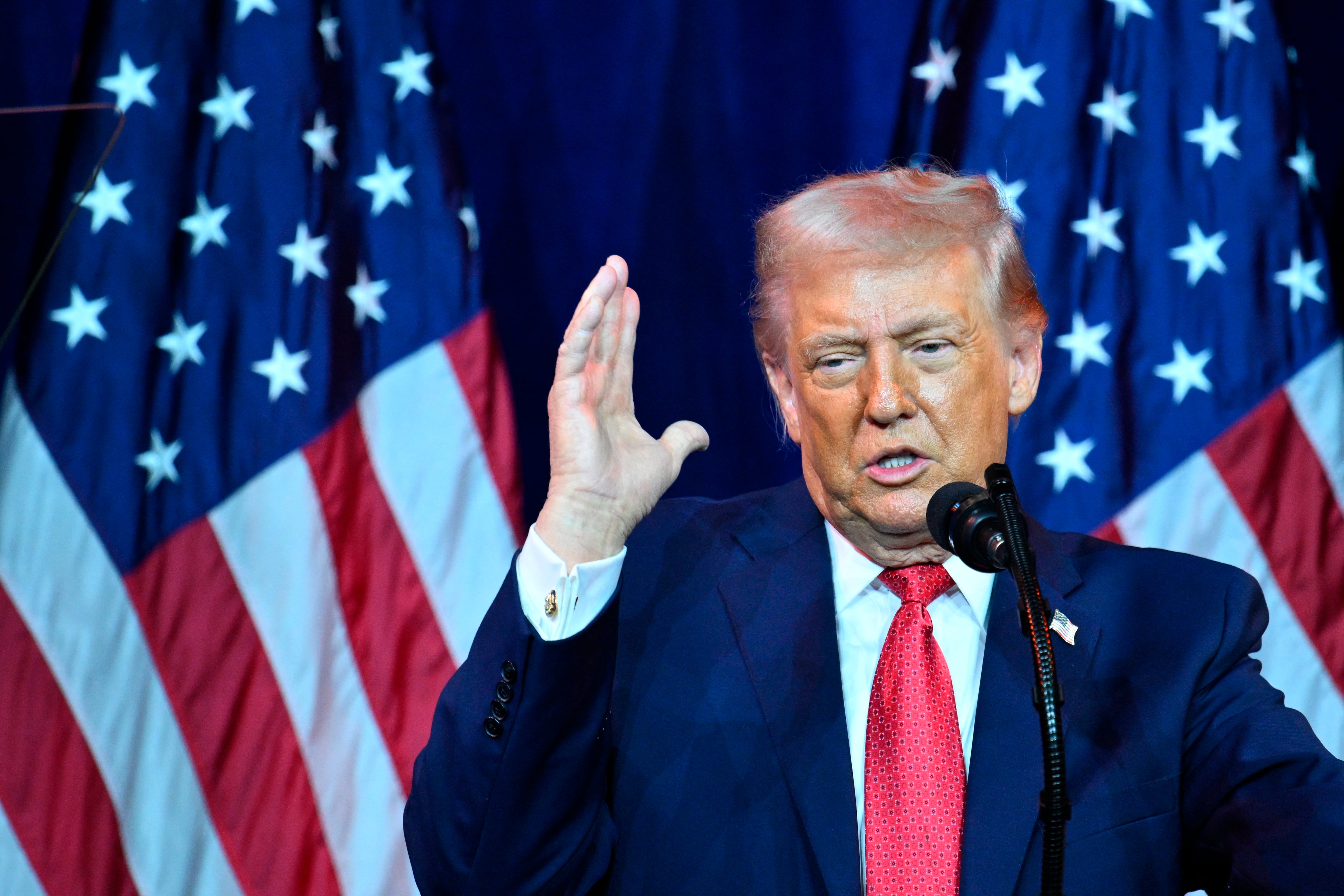 US President Donald Trump speaks during the House Republican Party (GOP) member retreat at the Kennedy Center in Washington, DC, on January 6, 2026. (Photo by Mandel NGAN / AFP)
